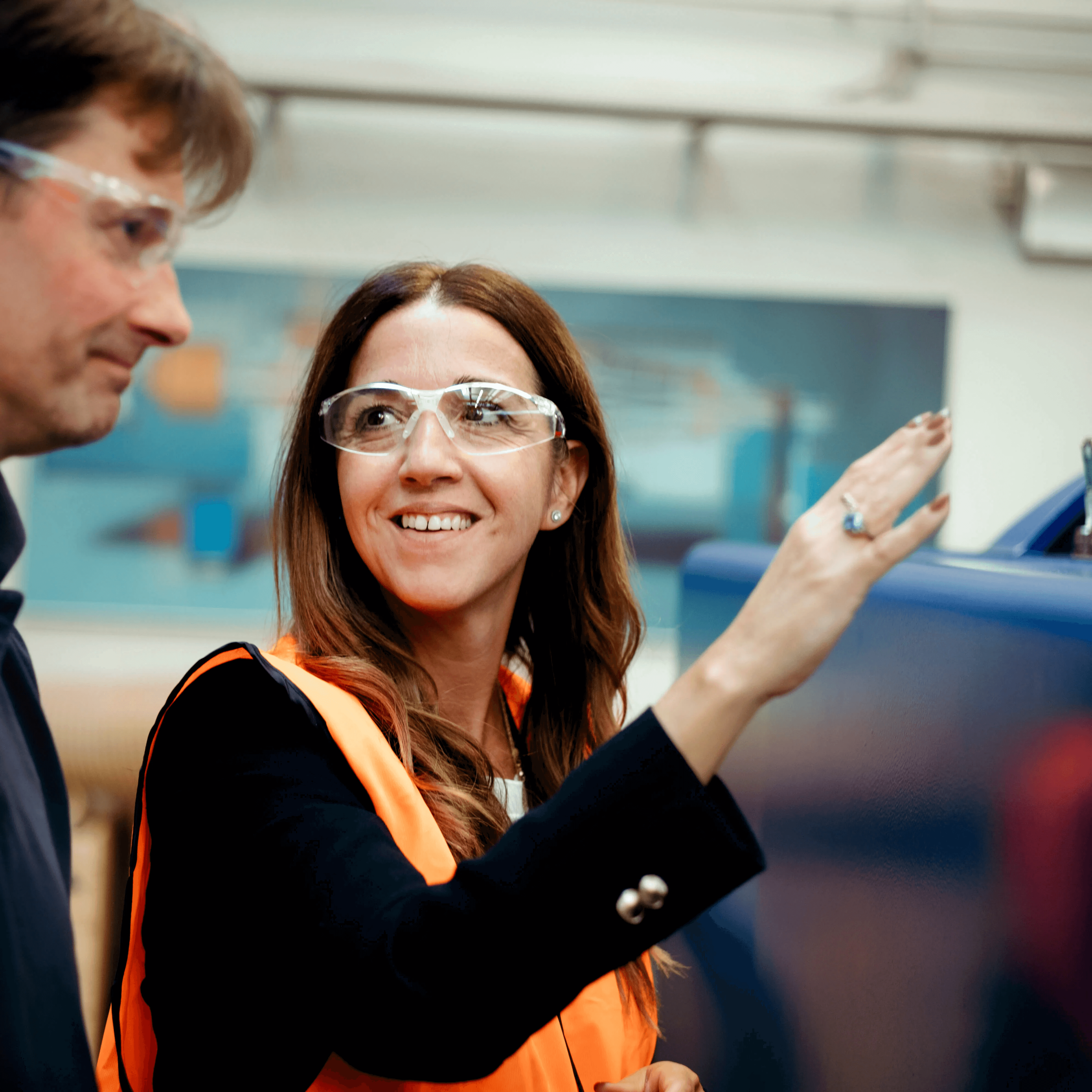 Female engineer close to a decanter centrifuge